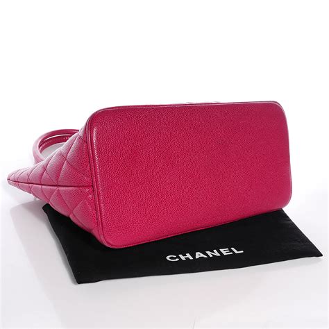 CHANEL Caviar Medallion Tote Dark Pink 